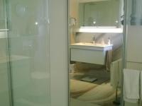 Badezimmer mit Spiegel-Schiebetür 