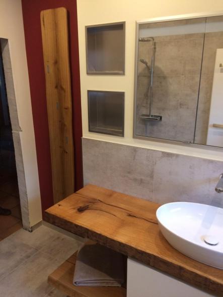 Holz-Waschtisch mit Schublade in weiß 